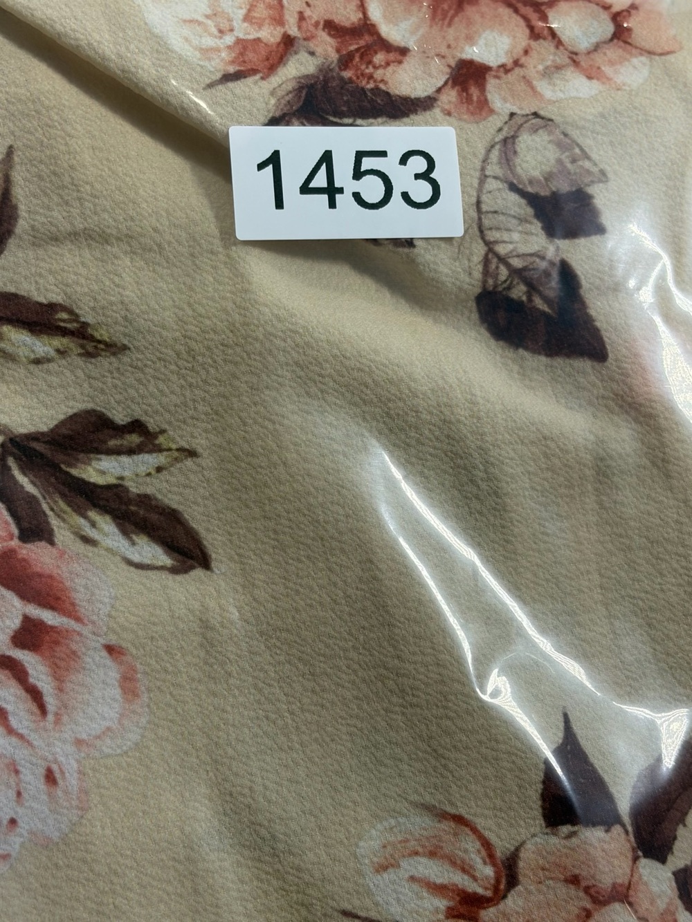 NWT Cream Beige Floral Wrap Dress with Pink Roses (XL) - Picture 6 of 6